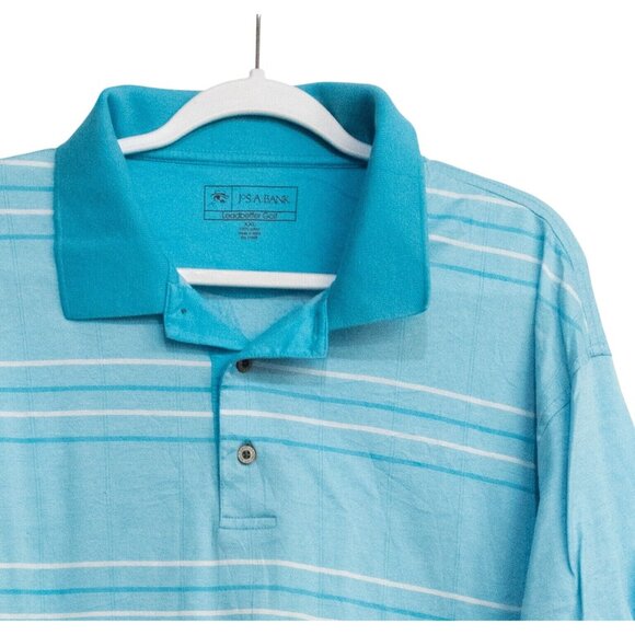 Jos. A. Bank Blue Striped Polo Shirt Short Sleeve Mens 2XL Casual Comfortable - Picture 2 of 6